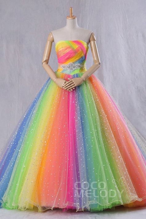 Candy Outfit, Pride Clothes, Rainbow Clothing, Rainbow Wedding Dress, Rainbow Dresses, Long Frock, Rainbow Wedding, Rainbow Outfit, Rainbow Dress