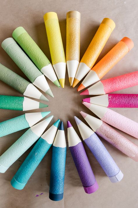 Giant Pencil, Spray Paint Colors, Diy Pencil, Pool Noodle, Studio Color, School Celebration, Pool Noodles, Classroom Games, Color Painting