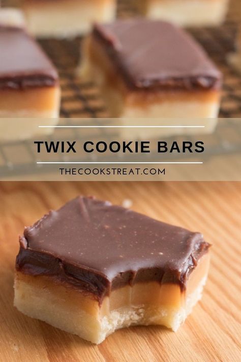 These Twix Cookie Bars, with their shortbread base, chewy caramel middles and soft chocolate tops are my favorite. #TheCooksTreat #TwixCookieBars #CookieBars #Desserts #Cookies Twix Cookies Bars, Cookies For Crowd Parties, Quick Easy Dessert For Large Group, Eu Claire Dessert, Desserts To Make With Chocolate Chips, Twix Bar Cookies, Coffee Cake Bars Recipes, Desserts For Traveling, Bulk Treat Ideas