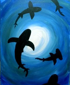 August Sharks (for Shark Week!) Shark Painting, Shark Art, Paint Nite, Silhouette Painting, Painting Canvases, Simple Canvas Paintings, Cute Canvas Paintings, Canvas Painting Diy, Mini Canvas Art