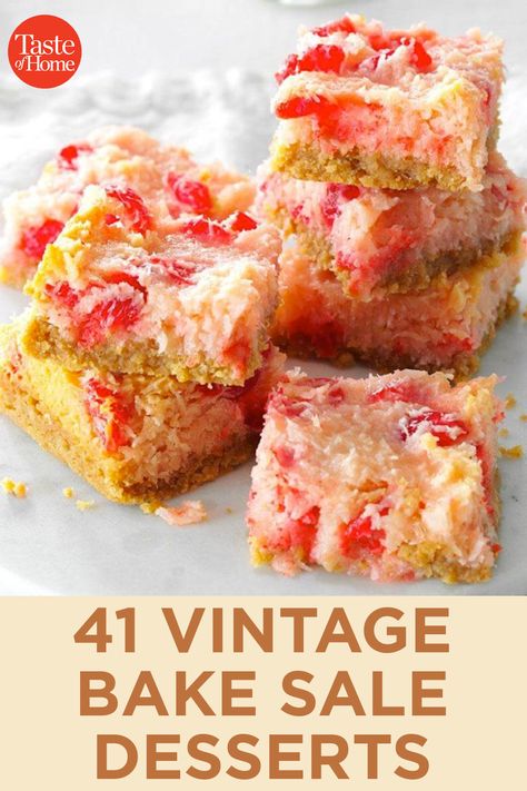 Bake Sale Desserts, Vintage Desserts, Bake Sale Treats, Bake Sale Ideas, Bake Sale Recipes, Square Recipes, Heirloom Recipes, Taste Of Home Recipes, Vintage Baking