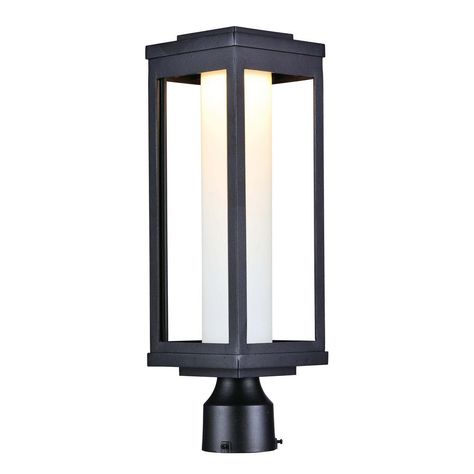 Maxim Lighting Salon 6 in. Wide 1-Light Outdoor Black Integrated LED Post Light Deck Stair Lights, Led Exterior Lighting, Black Houses, Outdoor Post Light, Lantern Head, Black Lantern, Post Lighting, Lantern Post, Maxim Lighting