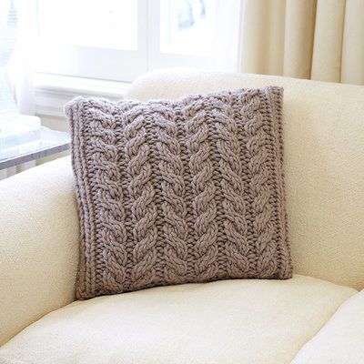 Check out Third Piece Twisted Cable Pillow PDF at WEBS | Yarn.com. Knitted Cushion Pattern, Cushion Tutorial, Cushion Cover Pattern, Gifts Crochet, Crocheting Patterns, Crochet Cushion Cover, Beginners Crochet, Knitted Cushions, Cable Pattern