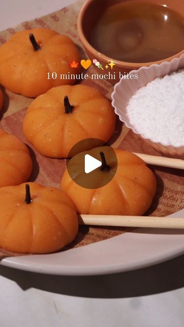 Suzu Homecafe🧸 on Instagram: "PUMPKIN MOCHI BITES!🧡
Let's make the super soft and delicious mochi bites with no microwave and no steamer!
It was so good and too EASY to make in less than 15 minutes! Do try and Enjoy Bestie!💗✨
 
Ingredients:💌
♡Sugar- 30g
♡Corn starch- 10g
♡Pumpkin Milk- 85g (Blend of pumpkin and milk; Then filtered and measured. You can also add a bit of orange food colour)
♡Glutinous Rice Flour- 45g
♡Pumpkin spice/ Cinnamon- 1/4 Teaspoon
♡Butter- 10g
 
1. In a pan, Add Glutinous rice flour, Sugar, Corn starch, Pumpkin spice/ Cinnamon and pumpkin Milk; Mix until combined.
2. Mix and cook on low heat until soft dough is formed.
3. Add butter; Use hand gloves and Knead until butter is combined and mochi becomes stretchy.
7. Divide into bite size pieces and coat with corn Mochi Recipe Without Rice Flour, Pumpkin Mochi Recipe, Pumpkin Mochi, Pumpkin Milk, Orange Food, Mochi Recipe, Orange Food Coloring, Glutinous Rice Flour, Hand Gloves