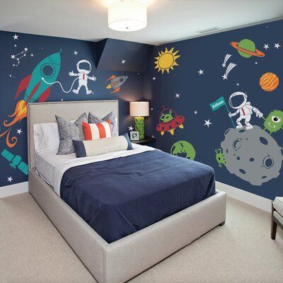 Outer Space Bedroom Decor, Outer Space Bedroom, Space Wall Decals, Room Organization Bedroom, Space Themed Bedroom, Space Themed Room, Themed Kids Room, Boys Bedroom Decor, Kids Wall Decals