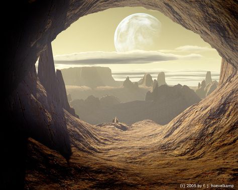 Moon Desert Fantasy Landscape Desert, Allegory Of The Cave, Cave Images, Desert Planet, Desert Nature, Landscape Desert, Manga Tattoo, Pool Landscape Design, Planets Wallpaper