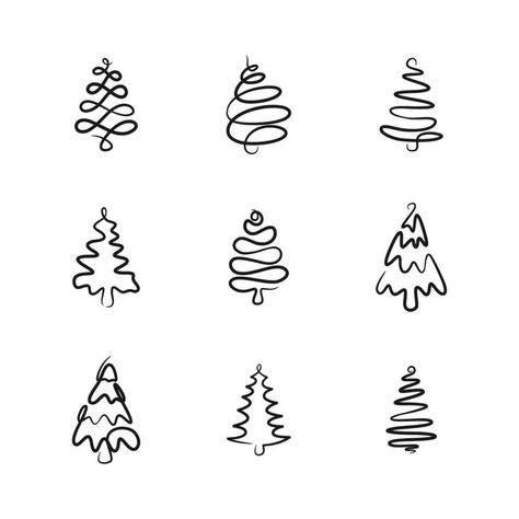 Line Drawing Christmas Tree, Tree One Line Drawing, Line Drawing Christmas, Minimalist Tree, Contemporary Christmas Trees, Christmas Tree Drawing, Drawing Christmas, Winter Illustration, One Line Drawing