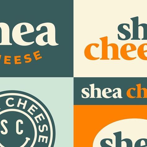 FCS Studio on Instagram: "Top level look at the brand identity we did for @shea_cheese_phx – A dedicated, cut to order, cheese shop in Phoenix, AZ specializing in American artisan cheese and gifts. A great client to collaborate with and a fun logo to create! ___ #logo #logos #logodesign #brand #logodesigner #branding #type #typography #brandidentitydesign #design #graphicdesign #designer #logoinspirations #logoinspiration #brandidentity #cheese #phoeinx" Cheese Logo Design, Cheese Branding, Cheese Logo, Cheese Store, Glass Shelves Decor, Cheese Design, Cheese Packaging, Cheese Brands, Cheese Factory