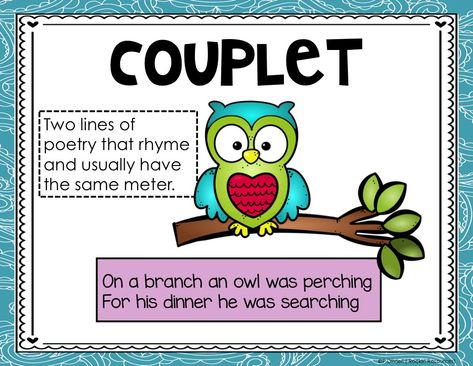 couplet poetry Poetry For First Grade, Grade 2 Poetry, Couplet Poems Poetry, Poetry Second Grade Activities, Rhyming Couplets Poem, Teaching Poetry 1st Grade, Poetry Anchor Chart 2nd, Cinquain Poems, Poetry Writing Activities