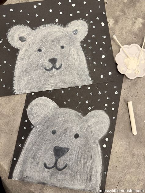 Polar Bear Art Project, Bear Art Project, Draw A Polar Bear, Polar Bears Preschool, Polar Bears Activities, Bears Preschool, Polar Bear Drawing, Polar Bear Face, Polar Bear Craft