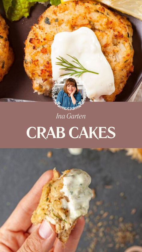 Barefoot Contessa Crab Cakes Lobster Cakes Recipe, Canned Crab Cakes Recipe, Ina Garten Crab Cakes, Crab Cake Sides, Crab Cake Salad, Baked Crab Cakes, Curried Couscous, Lobster Cake, Best Ina Garten Recipes