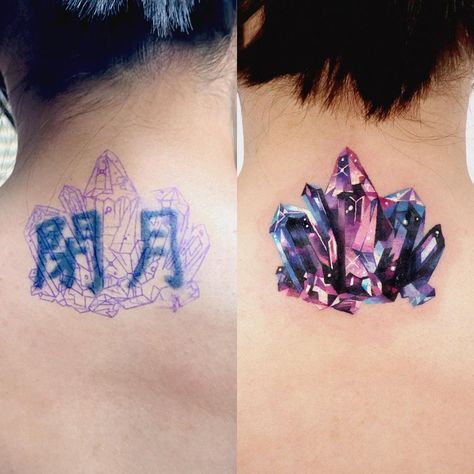 Purple Cover Up Tattoo, Dark Tattoo Cover Up Ideas For Women, Liberty Tattoo, Rocket Tattoo, Learn To Tattoo, Brain Tattoo, African Tattoo, Flame Tattoos, Alien Tattoo