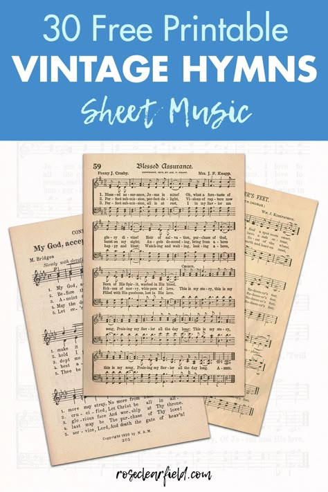 Hymnal Crafts, Printable Hymns, Sheet Music Crafts, Hymn Sheet Music, Sheet Music Art, Christmas Sheet Music, Free Vintage Printables, Handmade Holiday Gifts, Music Crafts