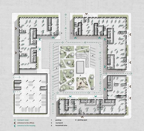 Residential complex in Kiev on Behance Plan Concept Architecture, Residential Architecture Facades, Site Plan Design, Residential Architecture Apartment, Ground Plan, Case Minecraft, Architectural Plan, Architecture Panel, Architecture Concept Diagram