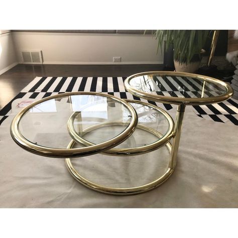 #coffeetable #modernfurniture #livingroomfurniture Milo Baughman Coffee Table, Swivel Coffee Table, Milo Baughman Table, Dreamy Furniture, Swivel Table, Brass Living Room, Thrift Wishlist, Vintage Coffee Table, Shabby Chic Room