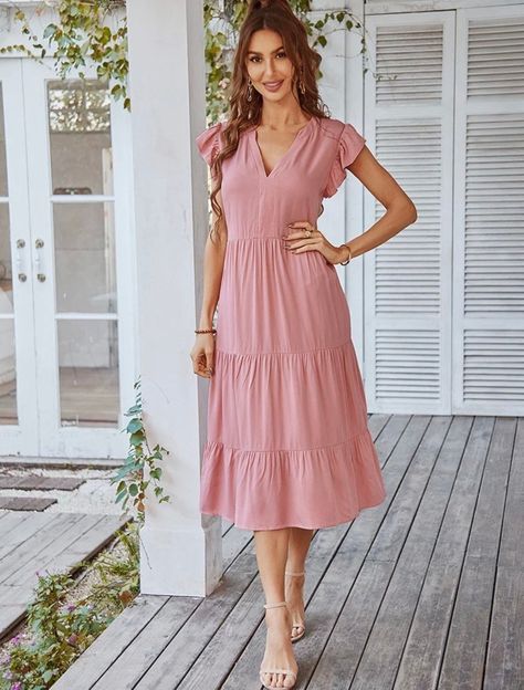 Elegant dress for women It can be worn at the beach, party, Vacation, work and lot of places Breathable and Soft Fabric, comfortable to wear for All day Material: 100% Viscose Size: S, Bust: 96 cm, Length: 115 cm, Sleeve: / cm, Shoulder: 36 cm, Waist: 81 cm Size: M, Bust: 100 cm, Length: 117 cm, Sleeve: / cm, Shoulder: 37 cm, Waist: 85 cm Size: L, Bust: 106 cm, Length: 119 cm, Sleeve: / cm, Shoulder: 38.5 cm, Waist: 91 cm Size: XL, Bust: 112 cm, Length: 121 cm, Sleeve: / cm, Shoulder: 40 cm, Wai Bohemian Mini Dress, Solid Color Dress, Tiered Midi Dress, Midi Dress Summer, Pink Midi Dress, Maxi Dresses Casual, Sleeve Midi Dress, Midi Dress With Sleeves, Heat Styling Products