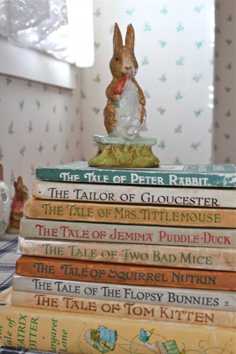 Beatrix Potter Illustrations, Beatrice Potter, Peter Rabbit Nursery, Mom Vibes, A Stack Of Books, Peter Rabbit And Friends, Rabbit Collection, Rabbit Nursery, Storybook Cottage