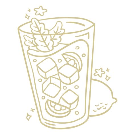 Drink Drawing Aesthetic, Drink Drawing Easy, Mojito Drawing, Drinks Doodle, Drink Sketch, Horchata Drink, Drink Doodles, Mojito Drink, Drink Png