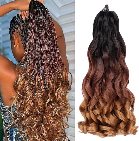 Ombre Braids With Curly Ends, Ombre Braids Black Women, Spanish Braids, Braids For Women, Curly Braiding Hair, Pre Stretched Braiding Hair, Vacation Hair, Wave Crochet, Ombre Braid