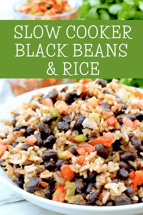 Cook Black Beans, Rice In Crockpot, Rice And Black Beans, Beans In Crockpot, Slow Cooker Rice, Slow Cooker Black Beans, Rice And Beans Recipe, Black Beans And Rice, Black Bean Recipes