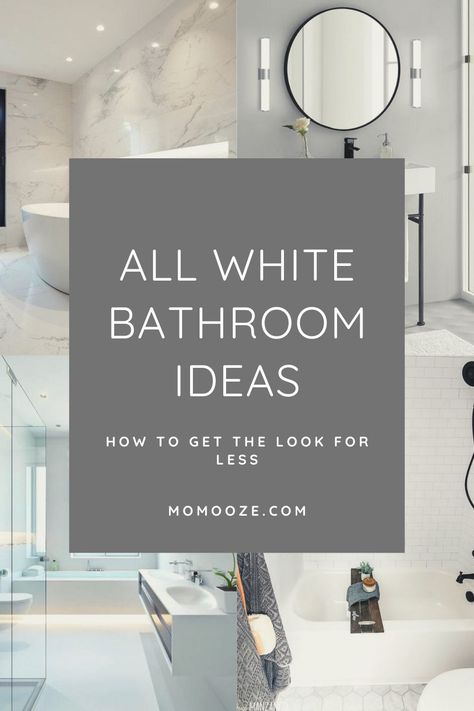 White bathrooms are anything but boring. They are simply gorgeous!And if you think the monochromic palette can get dull fast, you are completely wrong. There is nothing more classical than white bathrooms. Now we are going to show you all white bathrooms ideas you will be amazed. #whitebathroom #bathroomdesign #bathrooms #homedecor #interiordesign Bright White Bathroom Ideas, White Feature Wall Bathroom, Modern Bathroom Design Grey And White, White Furniture Bathroom, White On White Tile Bathroom, White Bathroom White Vanity, Bathrooms With White Walls, All White Bathroom Decor Ideas, White Bathroom Cupboards