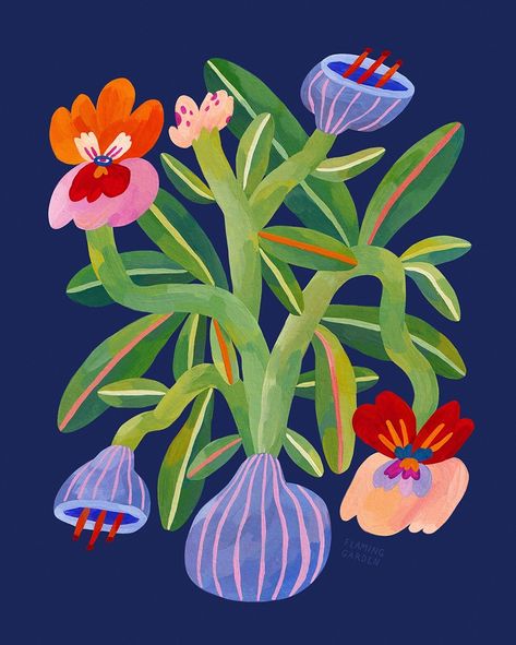 Olga Lychkova Illustration (@flaming.garden) • Фото и видео в Instagram Botanical Garden Illustration, Garden Illustration Art, Gardening Illustration, Flower Illustrations, Tempera Painting, Garden Illustration, Art Deco Illustration, Garden Drawing, Digital Art Beginner