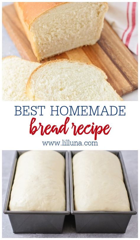 This BEST Homemade Bread recipe makes the most deliciously fluffy loaf of white bread. It tastes so much better than store-bought! #homemadebread #bread #whitebread #breadrecipes Basic White Bread Recipe, Best Homemade Bread, Homemade Sandwich Bread, Sandwich Bread Recipe, Best Homemade Bread Recipe, Keto Friendly Bread, Almond Flour Bread, Homemade White Bread, Lil Luna