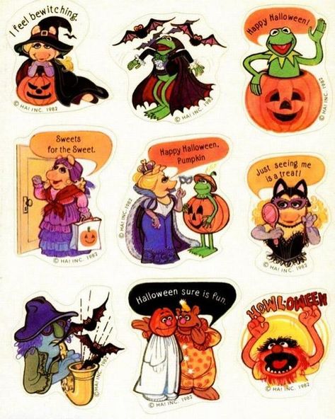 Muppets Halloween stickers from 1982 Vintage Halloween Stickers, Vintage Halloween Tattoos, Muppets Halloween, 80s Stickers, Vintage Halloween Cards, Nail Art Halloween, 90s Halloween, Spooky Stickers, Fraggle Rock