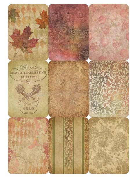 Autumn Stickers Free Printable, Decoupage Vintage Printables Free, Vintage Scrapbook Ideas Free Printables, Collage Sheets Free Printables, Ephemera Free Printables, Background Paper Free, Autumn Collage, Collage Backgrounds, Pregnancy Scrapbook