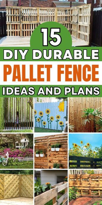 Build a sturdy and attractive fence with these DIY pallet fence ideas. Perfect for any yard! Diy Pallet Fence Ideas Dog, Pallet Fencing Ideas Diy, Fence With Pallets Diy, Pallet Fencing Ideas, Fence Planks Projects, Diy Fence Privacy, Fence Pallet Ideas, Pallet Fence Diy Dogs, Side Fence Ideas