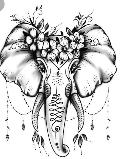 Tattoo Designs Black And White, Tato Mandala, Black Flowers Tattoo, Designs Black And White, Tato Maori, Elephant Tattoo Design, Tattoo Zeichnungen, Men Tattoos, Tattoo Templates