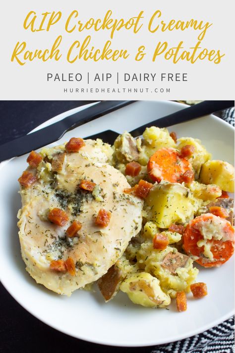 Paleo Fall Crockpot Recipes, Aip Slow Cooker Chicken, Hashimotos Crockpot, Aip Dinner Party Recipes, Aip Crockpot Meals, Aip Chicken Stew, Aip Crockpot Chicken, Aip Family Dinners, Paleo Chicken Crockpot Recipes