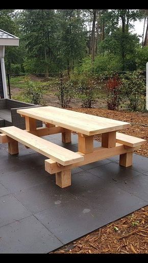 Kursi Outdoor, Diy Picnic Table, Picnic Table Plans, Garden Furniture Design, Outdoor Garden Bench, Outside Furniture, Wood Garden, Outdoor Furniture Plans, Diy Garden Furniture