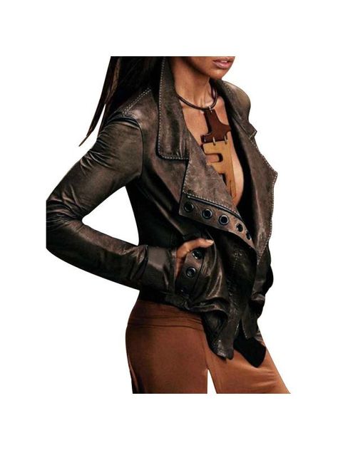 97d0145823aeb8ed80617be62e08bdccdesc38777226ri Edgy Outfit, New Style Tops, Pu Jacket, Western Jacket, Winter Vintage, Leather Shorts, Fashion Seasons, Leather Blazer, Long Sleeves Jacket