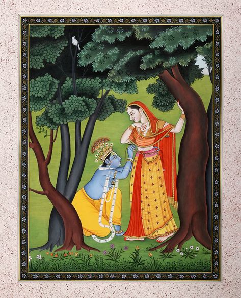 Krishna And Radha, Radha And Krishna, Krishna Hindu, Art Miniature, Romantic Paintings, Ancient Paintings, Miniature Paintings, Pichwai Paintings, Hinduism Art