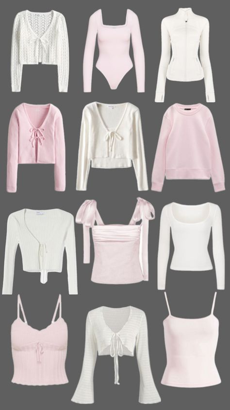 Coquette Outfit Collage, Coquette Capsule Wardrobe, Pink Style Aesthetic, Blusas Coquette, Cute Coquette Outfits, Coquette Wishlist, Coquette Wardrobe, Basic Coquette, Coquette Outfit Ideas