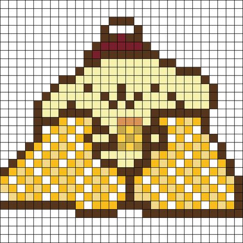 Pompompurin<3 Perler Bead Pattern | Bead Sprites | Characters Fuse Bead Patterns Pompompurin Cross Stitch, Pompompurin Perler, Pompompurin Perler Beads, Sanrio Perler Bead Patterns, Easy Perler Bead Patterns, Easy Perler Beads Ideas, Grid Patterns, Fuse Bead Patterns, Hello Kitty Crafts