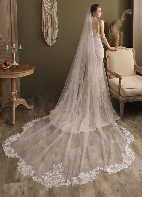 Shop Azazie Wedding Veils. Discover our stunning collection of Wedding Veils and enjoy your perfect look of Maria Veil for your big day. Veil Wedding Hijab, Chapel Length Wedding Veil, Soulmate Wedding, Cheap Wedding Veil, Cathedral Length Wedding Veil, Wedding Veils Headpieces, Lace Veils Bridal, Veil Ideas, Long Veil Wedding