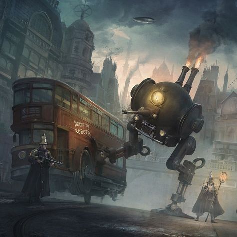 Dieselpunk Art, Dieselpunk Vehicles, Steampunk Vehicle, Steampunk City, Steampunk Characters, Steampunk Artwork, Steampunk Aesthetic, Steampunk Tendencies, Arte Punk