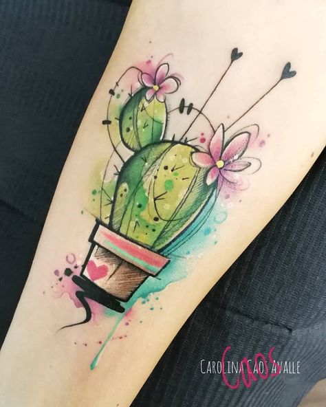 Cool Cactus Tattoo, Cactus Best Friend Tattoo, Succulent Back Tattoo, Cactus Shoulder Tattoo, Little Cactus Tattoo, Cute Cactus Tattoo, Cactus Tattoo Design, Arizona Tattoo Ideas, Small Cactus Tattoo