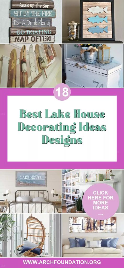 18 Simple and Stylish Lake House Decor Ideas for a Comforting Retreat Decorating Lake House, Lake House Decor On A Budget, Diy Lake House Decor, Small Lake House Interior, River House Decorating Ideas, Small Lake Cottage Interiors, Lake House Remodel, Lake House Decorating Ideas, House Loft Ideas