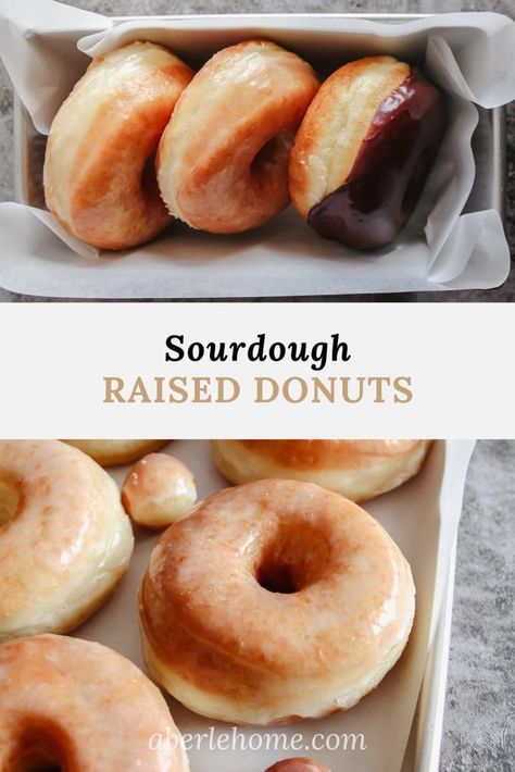 Sourdough Raised Donuts - Aberle Home Discard Donut Recipes, Sourdough Discard Baked Donut Recipe, Sourdough Starter Donut Recipe, Sourdough Uses, Sourdough Baked Donut Recipe, Sourdough Starter Dessert Recipes, Sour Dough Recipes Dessert, Baked Sourdough Donut Recipe, Sourdough Discard Doughnut Recipe