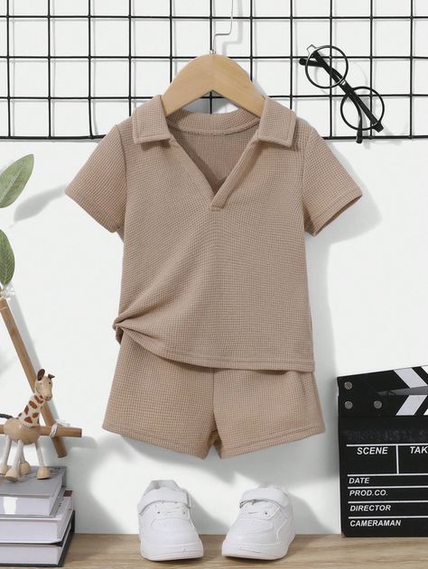 Apricot  Collar Short Sleeve  Plain  Embellished Slight Stretch  Baby Girls Clothing Toddler Clothes Boy, Perlengkapan Bayi Diy, Boy Street Style, Bebe T Shirt, African Dresses For Kids, Kids Blouse, Toddler Boy Outfits