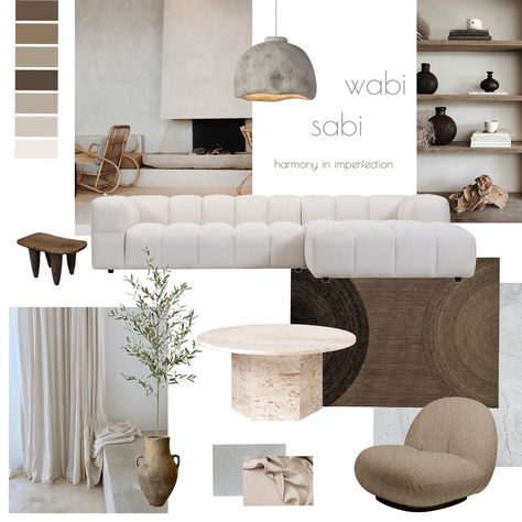 Modern House Mood Board, Mood Board Wabi Sabi, Wabi Sabi Mood Board Interior, Interiors Mood Board, Room Moodboard, Wabi Sabi Moodboard, Minimalism Interior Design, Wabi Sabi Mood Board, Wabi Sabi Color Palette