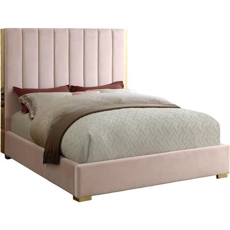 Free 2-day shipping. Buy Meridian Furniture Becca Metal and Velvet Queen Bed in Pink at Walmart.com Mexico Bedroom, Velvet King Size Bed, Velvet King Bed, Velvet Queen Bed, Blush Bedding, Study Lounge, Guest Bedroom Bathroom, Victoria Wood, Lux Decor