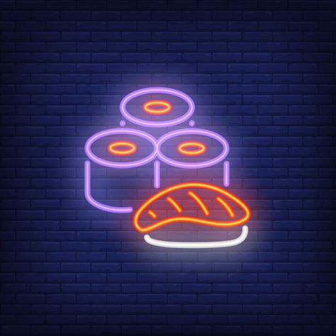 Sushi set neon sign | Free Vector #Freepik #freevector #background #banner #food #icon Sushi Business, Sushi Drawing, Cool Neon Signs, Food Icon, Neon Wall Art, Custom Neon Lights, Sushi Set, Neon Wall, Cute App