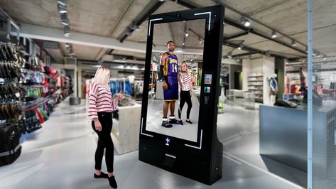 HeroMirror Virtual Mirror – an Augmented Reality Photo Booth | INDE Virtual Reality Design, Digital Retail, Interactive Exhibition, Virtual Reality Technology, Photo Zone, Fan Engagement, Interactive Installation, Nike Free Shoes, Nike Free Runs