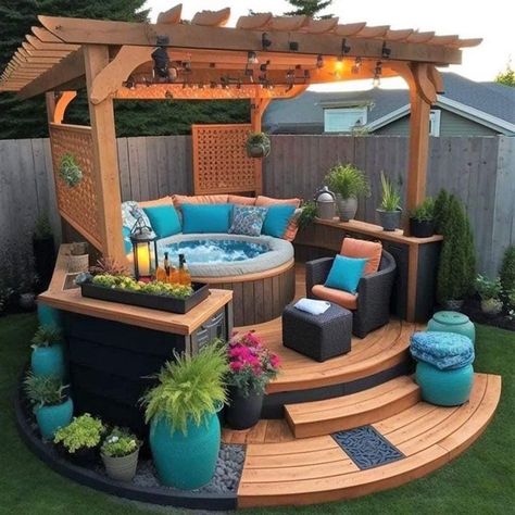 Hot Tub Landscaping, Hot Tub Patio, Outdoor Hot Tub, Hot Tub Gazebo, Hot Tub Backyard, Hot Tub Garden, Master Ensuite, Backyard Renovations, Kitchen Patio