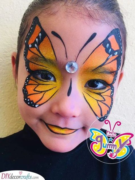 A Majestic Butterfly - Face Painting for Parties Fantasy Make-up, Butterfly Face Paint, Girl Face Painting, Face Painting Tutorials, Festival Face, Butterfly Face, Face Painting Easy, Face Paint Makeup, Kids Face Paint