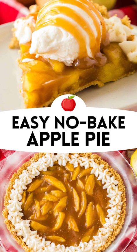 Embrace the flavors of Fall with this No Bake Apple Pie, pairing tender cinnamon apples with a buttery graham cracker pie crust for an irresistible, easy-to-make Fall dessert. Perfect for Thanksgiving, Christmas, or even summertime! No Bake Apple Pie, Graham Cracker Pie Crust, Cracker Pie Crust, Cowboy Cookie, Graham Cracker Pie, Cowboy Cookie Recipe, Cracker Pie, Yummy Pie Recipes, Cinnamon Apple Pie